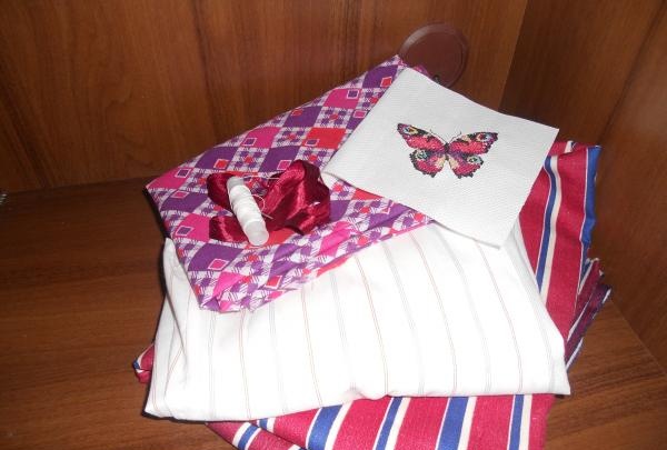 Patchwork style pillowcase with embroidery elements