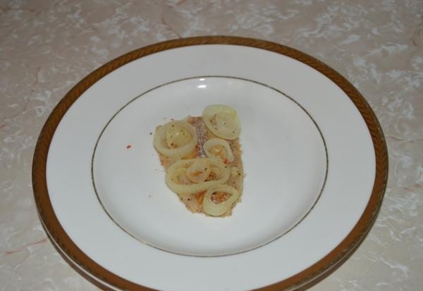 place the pollock fillet on a plate