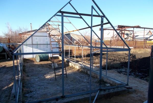 Greenhouse with a homemade frame