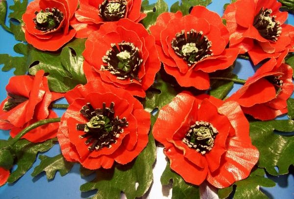 Faux leather poppies