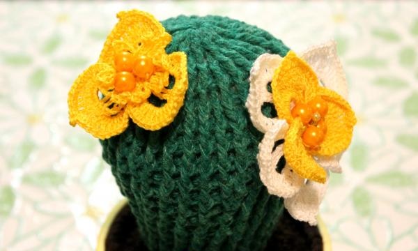 Crochet flowering cacti