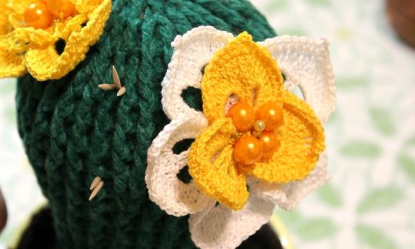 Crochet flowering cacti