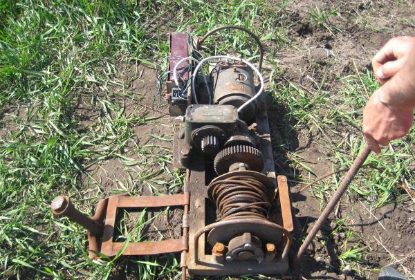 Homemade plow for plowing the land