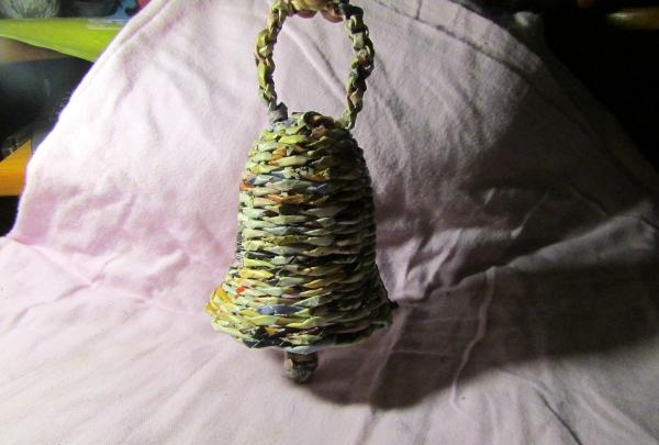 bell made from newspaper tubes