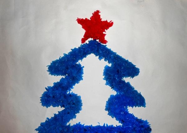 Christmas tree made of cardboard and polyethylene