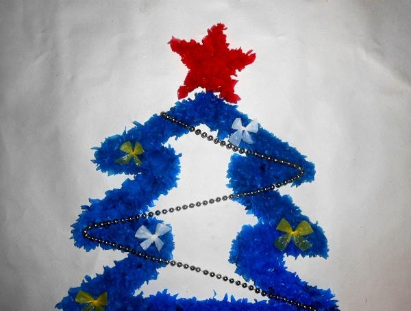 Christmas tree made of cardboard and polyethylene