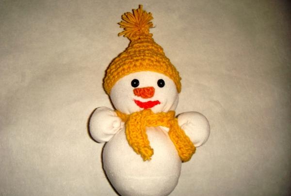 Snowman made from a sock