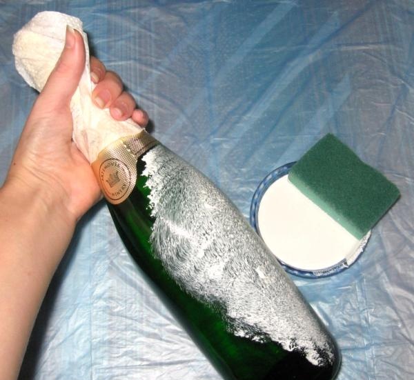 decoupage champagne bottle