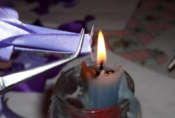 Lush purple satin ribbon bow