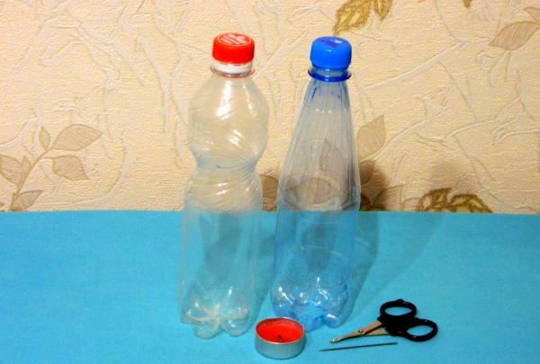 Vase made from a plastic bottle