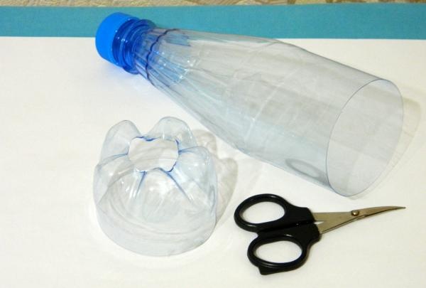 Vase made from a plastic bottle