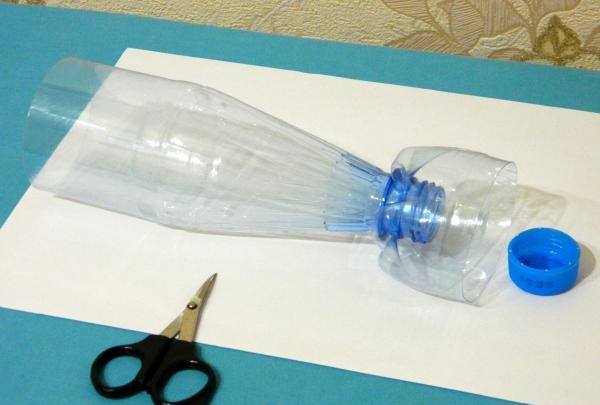 Vase made from a plastic bottle