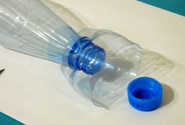 Vase made from a plastic bottle