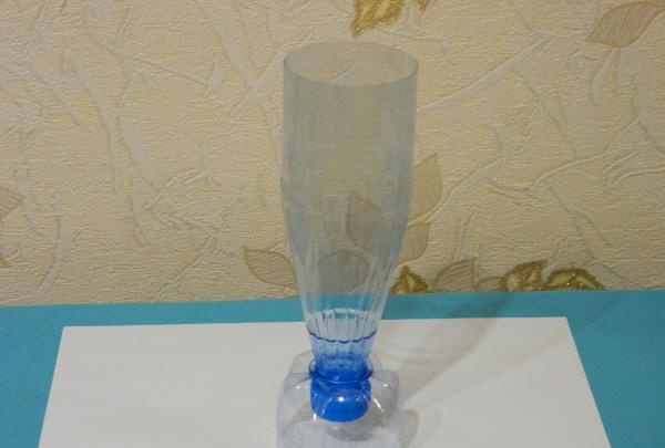 Vase made from a plastic bottle