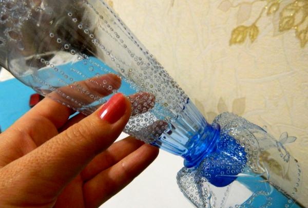 Vase made from a plastic bottle