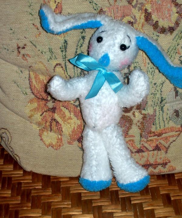 bunny with blue ears