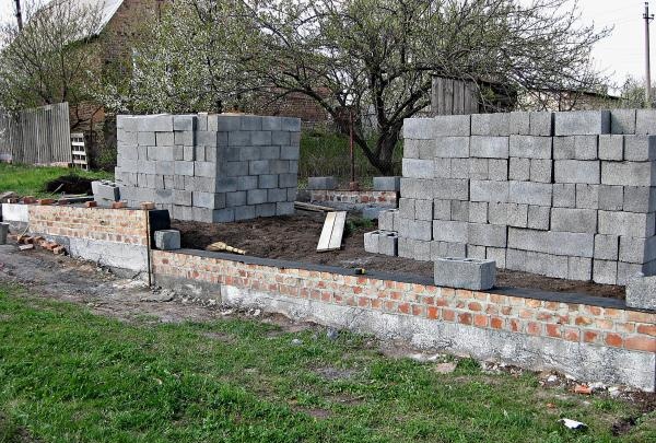 Stages of building a barn