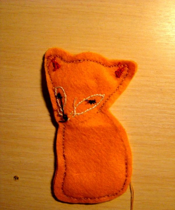 Bright red felt fox