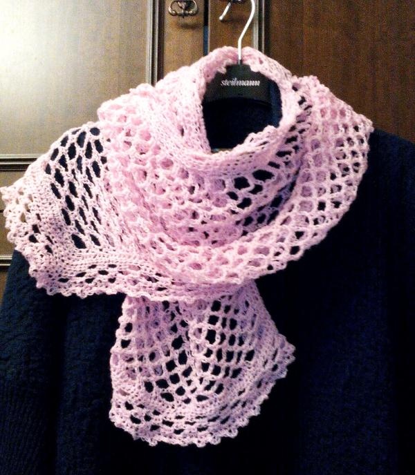 Light pink crochet stole