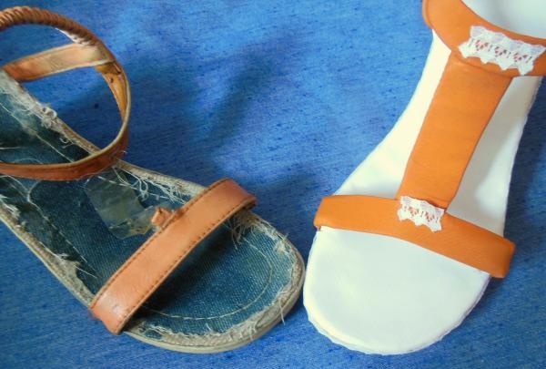 Replacing the insole of old sandals