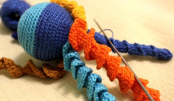 Crochet octopus hand toy