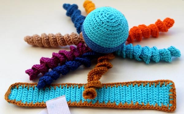 Crochet octopus hand toy