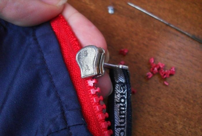 Changing a zipper without spacers