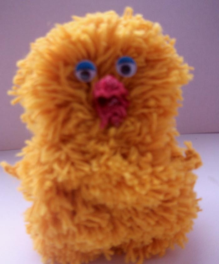 Chicken toy made from pompoms