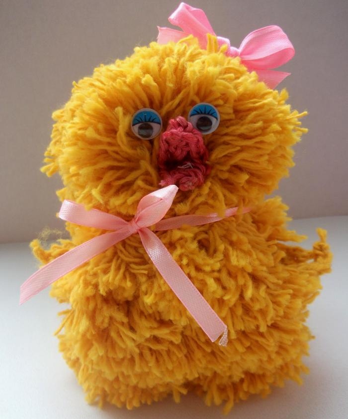 Chicken toy made from pompoms