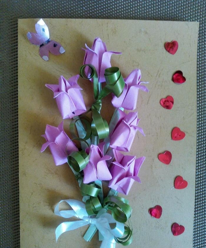 3D card with origami tulips