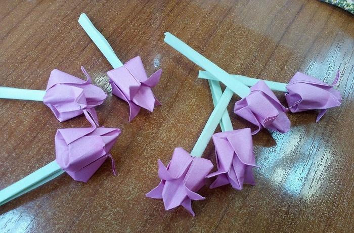 3D card with origami tulips