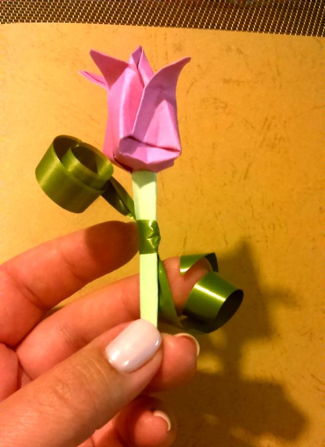 3D card with origami tulips