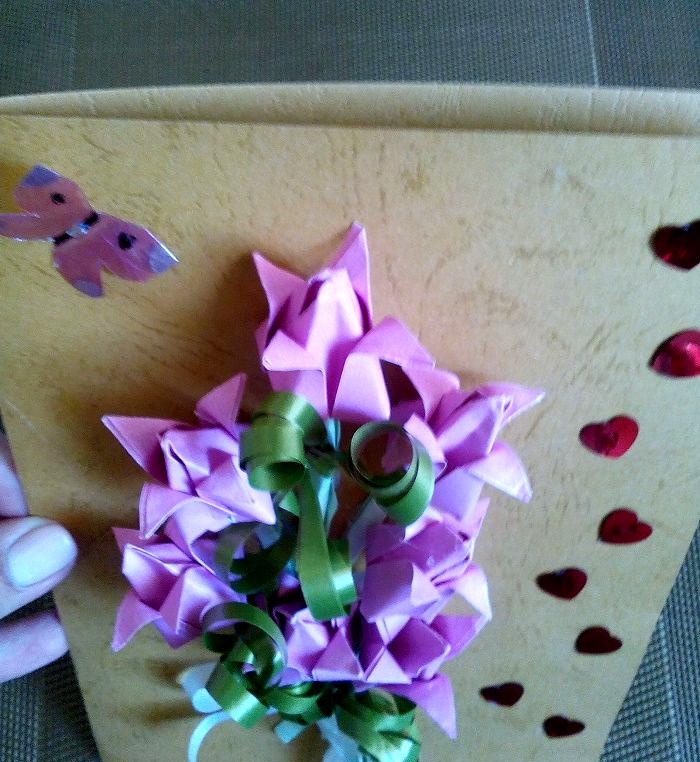 3D card with origami tulips