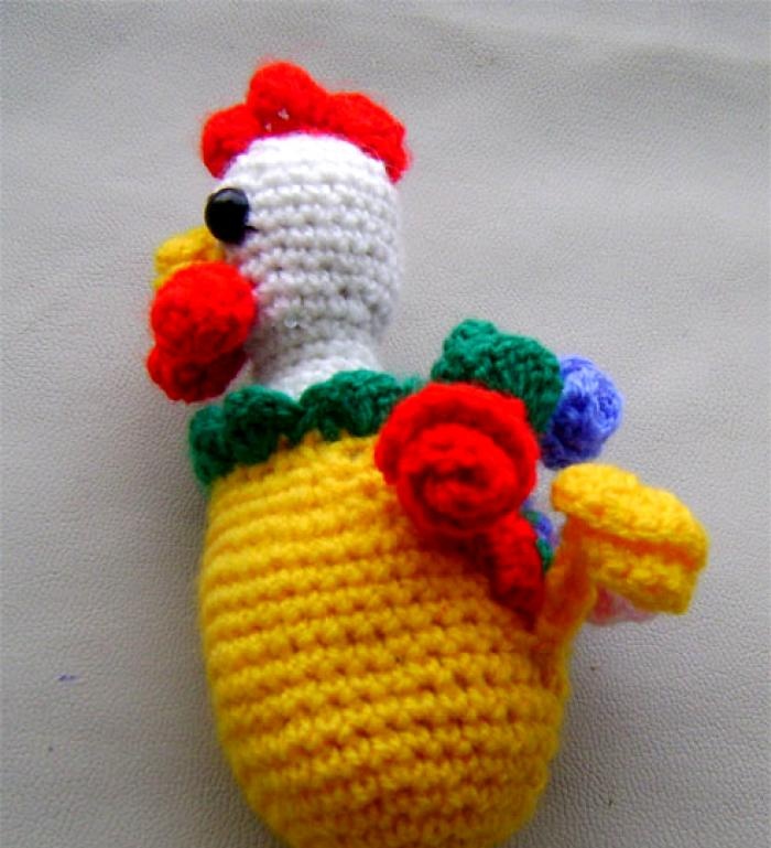 Knitting a New Year's cockerel