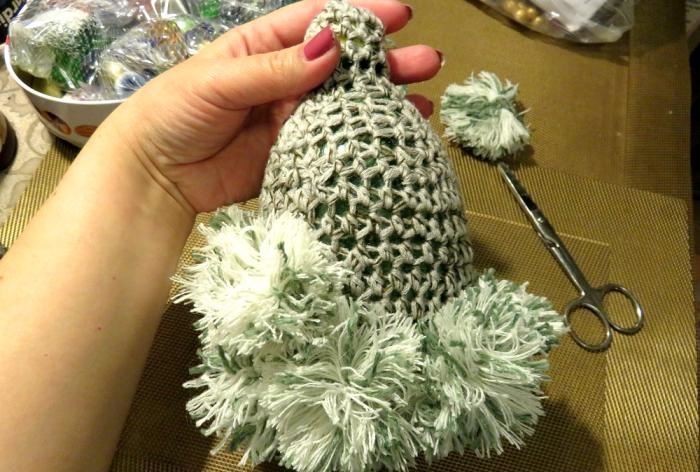 Christmas tree made of pompoms