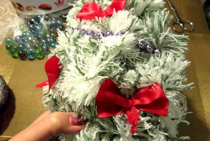 Christmas tree made of pompoms