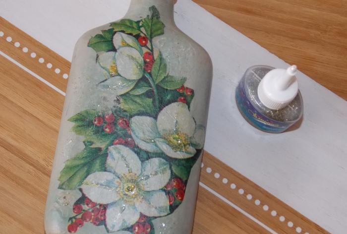 Decoupage glass bottle