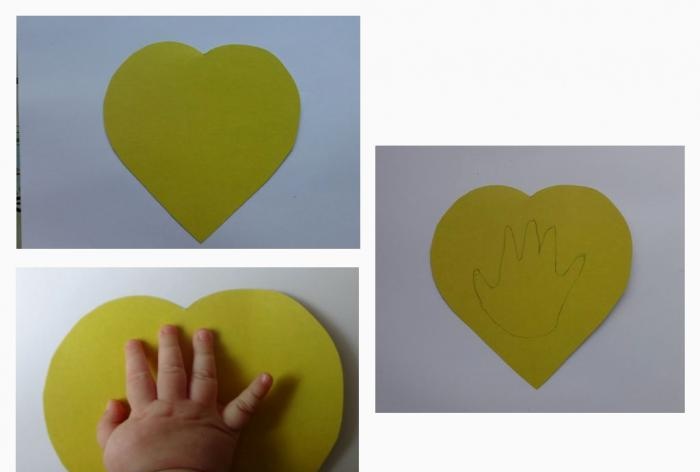 Postcard Heart with a child's palm