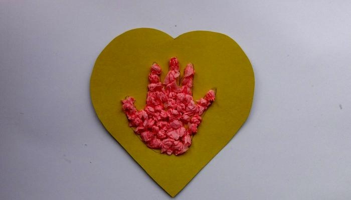 Postcard Heart with a child's palm