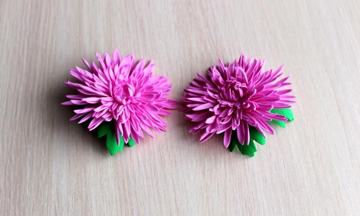 Hairpin made of foamiran Chrysanthemum