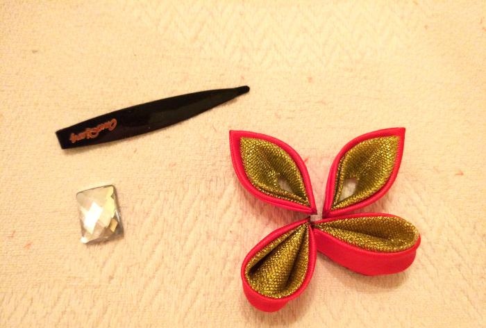 Butterfly made from ribbons using the Kanzashi technique