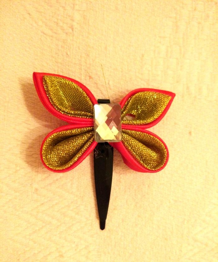 Butterfly made from ribbons using the Kanzashi technique