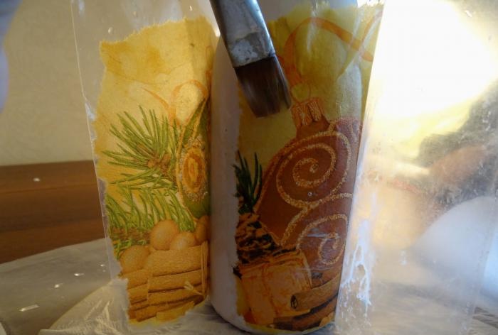 Decoupage champagne bottle