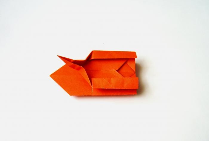 Origami paper box in the shape of a cat