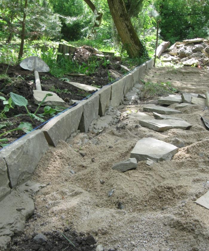 Laying the site with sandstone