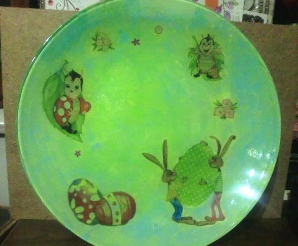 Reverse decoupage on a plate