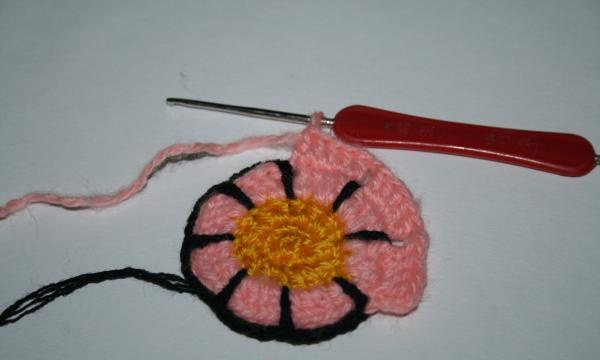 row of pink thread