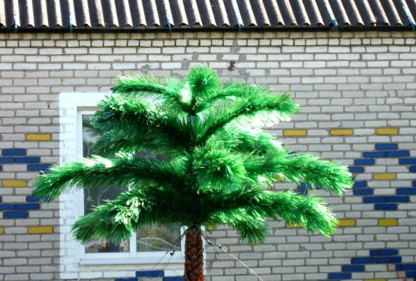 palm tree made from plastic bottles