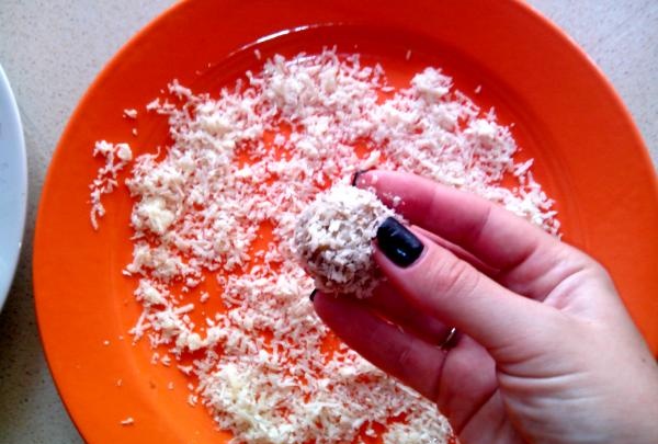 in coconut flakes