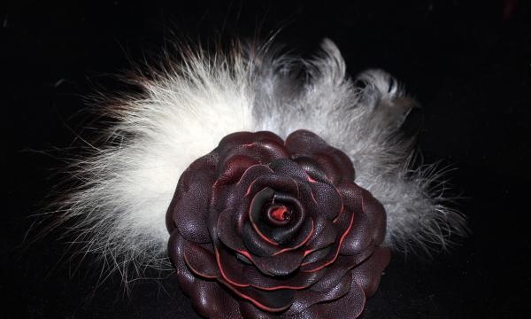 flower made of leather and fur